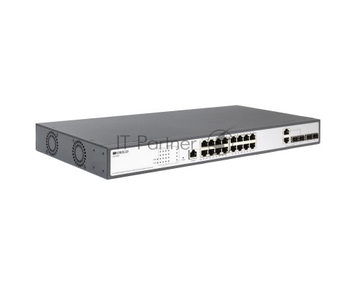 Коммутатор Managed L2 Switch 16x1000Base-T PoE, 2x1000Base-X SFP, 2xCombo 1000Base-T/SFP, PoE Budget 250W, RJ45 Console, 19