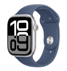 Apple Watch Series 10 42mm Silver Aluminium Case with Denim Sport Band - S/M (MWWA3ZP/A)