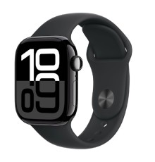 Apple Watch Series 10 42mm Jet Black Aluminium Case with Black Sport Band - S/M (MWWE3LW/A)