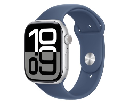 [Умные часы] Apple Watch Series 10 46mm Silver Aluminium Case with Denim Sport Band - M/L (MWWM3LW/A)