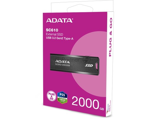 Накопитель SSD внешний USB 3.2 2TB BLACK SC610-2000G-CBK/RD ADATA