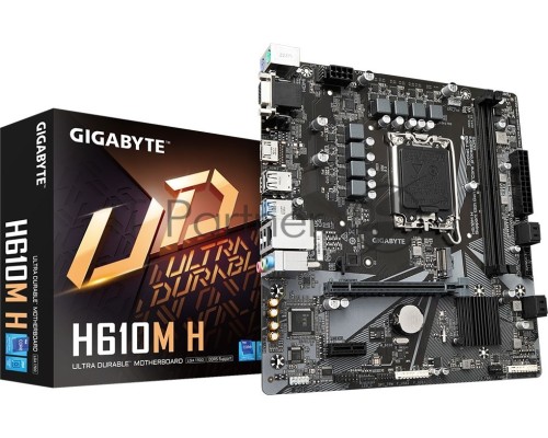 Материнская плата Gigabyte H610M H LGA1700, H610, 2*DDR5, D-Sub+HDMI, 4 SATA 6 Гб/с, M2, Audio, Gb LAN, USB 3.2, USB 2.0, COM*1 header, mATX