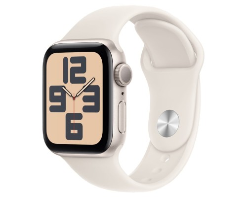 [Умные часы] Apple Watch SE (2024) 40mm Starlight Aluminium Case with Starlight Sport Band - S/M (MXEF3LL/A)