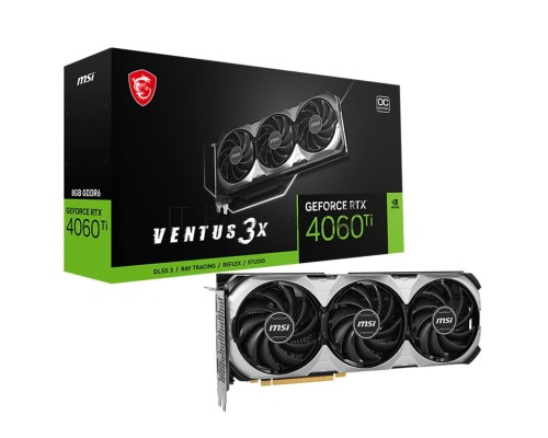 Видеокарта MSI RTX4060Ti VENTUS 3X E 8G OC GeForce RTX 4060TI 8Gb 128bit GDDR6 2565/18000 HDMIx1 DPx3 HDCP Ret