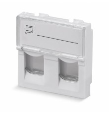 Rexant (03-0162) Вставка Mosaic 45x45, на 2 порта с прозрачной шторкой и увеличенным окном маркировки, белая