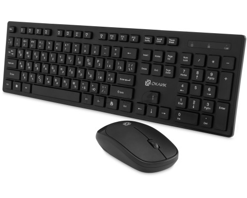 Клавиатура + мышь Оклик S255W клав:черный мышь:черный USB беспроводная Multimedia (1909361)