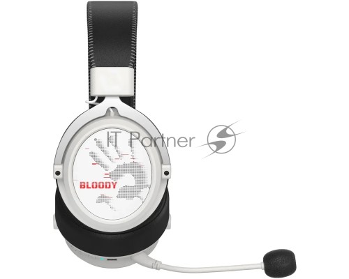 Наушники с микрофоном A4Tech Bloody MR590 Sports белый/черный 1.5м мониторные BT/Radio/3.5mm оголовье (MR590+ WIRED/SPORT WHITE)