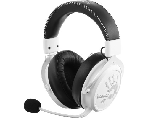 Наушники с микрофоном A4Tech Bloody MR590 Sports белый/черный 1.5м мониторные BT/Radio/3.5mm оголовье (MR590+ WIRED/SPORT WHITE)