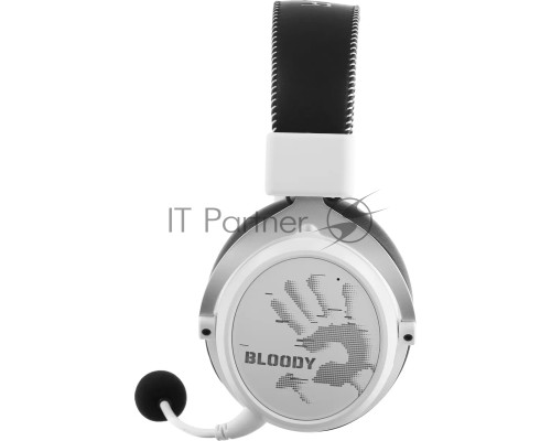 Наушники с микрофоном A4Tech Bloody MR590 Sports белый/черный 1.5м мониторные BT/Radio/3.5mm оголовье (MR590+ WIRED/SPORT WHITE)
