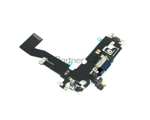 Шлейф с разъемом зарядки и микрофоном для Apple iPhone 12, iPhone 12 Pro синий