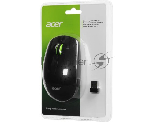 Мышь беспроводная Acer OMR307 черный, 1600 dpi, радиоканал, USB, кнопки - 4