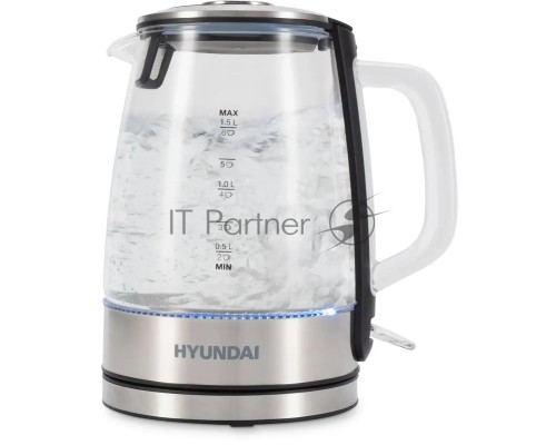 Чайник электрический Hyundai HYK-G2403 1.5л. 2200Вт черный/серебристый (корпус: стекло)