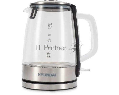 Чайник электрический Hyundai HYK-G2403 1.5л. 2200Вт черный/серебристый (корпус: стекло)