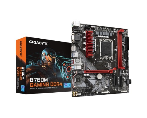 Материнская плата GIGABYTE B760M GAMING DDR4, LGA 1700, Intel B760, 2xDDR4, 4xSATA, 2xM.2, 1xPCI-E 4.0 x16, 1xPCI-E x1, 1xHDMI, 1xDP, 1xVGA, 1x 2.5Gb LAN, 2xUSB-A 2.0, 3xUSB-A 3.2 Gen 1, 1xUSB-C 3.2 Gen 1, 3x3.5 мм, 7.1, Micro-ATX
