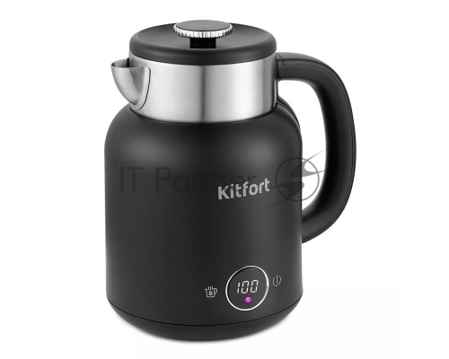 Чайник электрический Kitfort КТ-6196-1 1.5л. 2200Вт черный/серебристый (корпус: нержавеющая сталь)