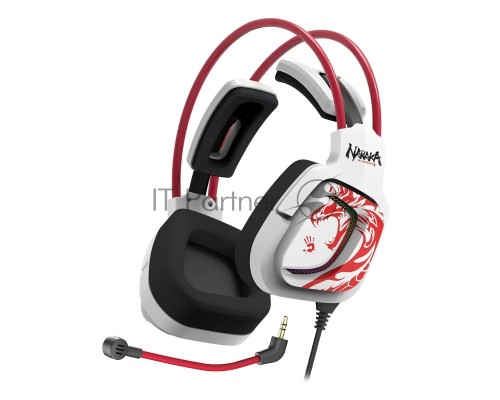 Наушники с микрофоном A4Tech Bloody G575 Naraka белый/красный 2м мониторные USB оголовье (G575 NARAKA)