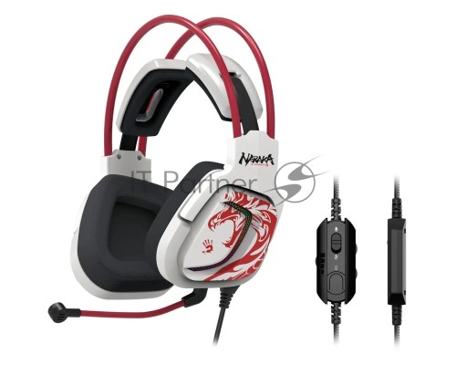 Наушники с микрофоном A4Tech Bloody G575 Naraka белый/красный 2м мониторные USB оголовье (G575 NARAKA)