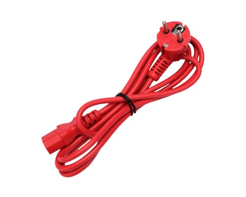 [кабели] Кабель питания Cablexpert (RU) Schuko-C13, 3x0.75мм2, 10A, с заземлением, медь, 1.8м, красн,пак (PC-186-VDE-R-1.8M)