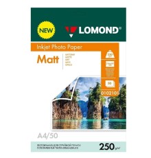 Фотобумага Lomond A4, для струйной печати, 50л, 250г/м2, белый, покрытие матовое /матовое [0102101]