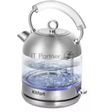Чайник электрический Kitfort КТ-6630 1.7л. 2200Вт нержавеющая сталь (корпус: нержавеющая сталь/стекло)
