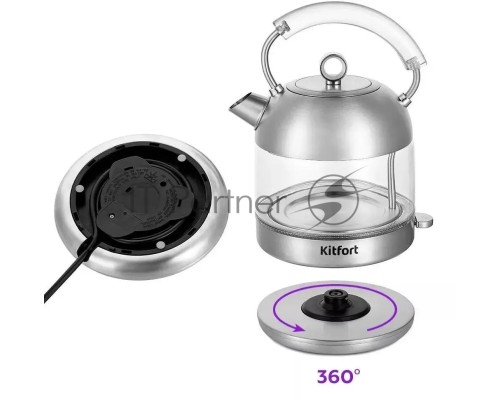 Чайник электрический Kitfort КТ-6630 1.7л. 2200Вт нержавеющая сталь (корпус: нержавеющая сталь/стекло)