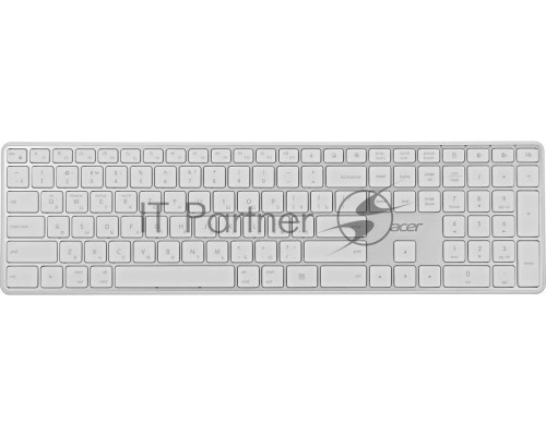 Клавиатура Acer OKR301 белый/серебристый USB беспроводная BT/Radio slim Multimedia (ZL.KBDEE.015)