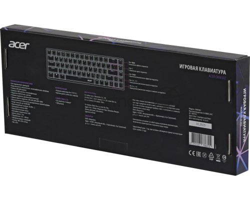 Клавиатура Acer OKW302 механическая серебристый USB for gamer LED (ZL.KBDCC.01C)