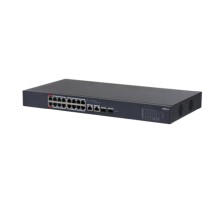 DAHUA DH-CS4218-16ET-240 16-портовый PoE коммутатор L2 с функцией облачного управления, 16xRJ45 100Mb PoE, 2хКомбо SFP/RJ45 1Gb uplink, суммарно 240Вт, коммутация 7.2 Гбит/с, MAC-таблица 8К