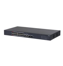 DAHUA DH-CS4218-16ET-240 16-портовый PoE коммутатор L2 с функцией облачного управления, 16xRJ45 100Mb PoE, 2хКомбо SFP/RJ45 1Gb uplink, суммарно 240Вт, коммутация 7.2 Гбит/с, MAC-таблица 8К