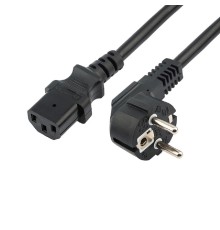 Rexant (11-1138) Шнур сетевой, вилка угловая СЕЕ 7/7(Schuko) - разъем IEC 320 C13, кабель 3x1,5 мм?, длина 1,5 метра, черный (PVC пакет)