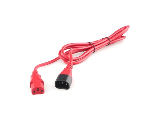 [кабели] Кабель питания Cablexpert (RU) C13-С14, 3x0.75мм2, 10A, с заземлением, медь, 1.8м, красный, пак (PC-189-VDE-R-1.8M)