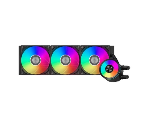 [Вентиляторы] Система охлаждения/ PCCooler DA360 Pro ARGB BK (300W, 360mm, Black, ARGB/ Fans: 3x120mm, 75.8CFM, 33.7dBA, 2200RPM/ Pump height 57mm, 28dBA, 3000RPM, Rad thickness 27mm/ S: 1851, 1700, 1200, 20XX, 115