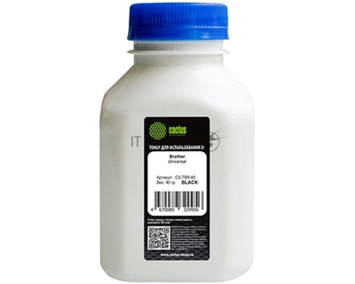 Тонер Cactus CS-TBR-40 черный флакон 40гр. для принтера Brother Universal