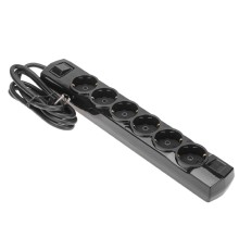 Rexant (13-4118) Удлинитель PREMIUM 6 гнезд, 1,5м, 3х1,5мм?, с/з, с выключателем, черный