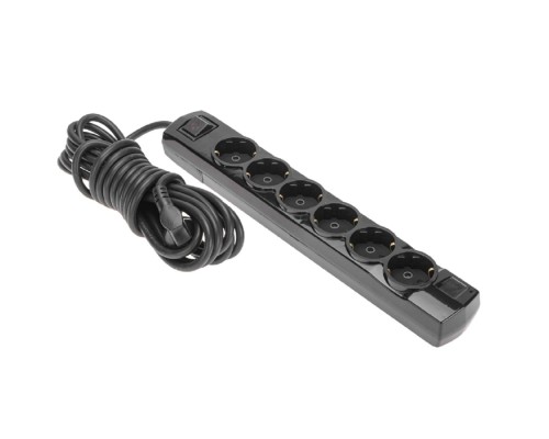 [удлинители] Rexant (13-4120) Удлинитель PREMIUM 6 гнезд, 5м, 3х1,5мм?, с/з, с выключателем, черный