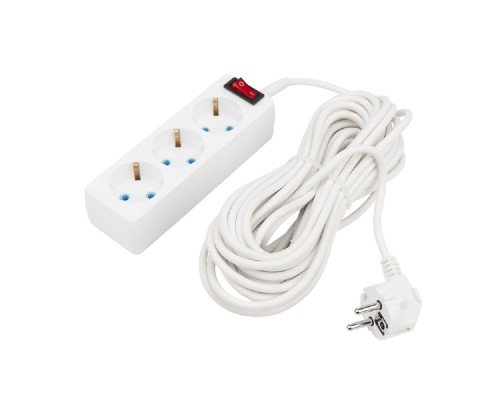[удлинители] PROconnect (11-7207) Удлинитель 3 гнезда, 10м, 3х0,75мм?, с/з, с кнопкой, белый