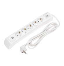 Kranz (13-4700) Фильтр сетевой 5 гнезд, 3м, 3х1,5мм?, с автовыкл, 2 USB, белый