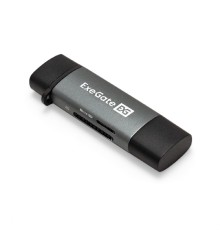 Exegate EX297630RUS Устройство чтения/записи карт памяти ExeGate CR-201CA (кабель-адаптер USB Type-A/Type-C --> Card Reader, поддержка стандартов: SD/SDHC/MMCII/RS MMC, Micro SD/ Micro SDHC/Micro SDXC