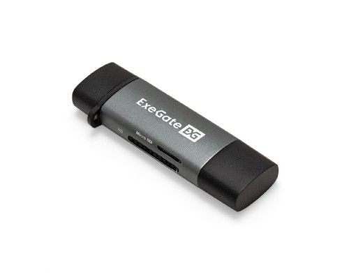 [Устройство считывания] Exegate EX297630RUS Устройство чтения/записи карт памяти ExeGate CR-201CA (кабель-адаптер USB Type-A/Type-C --> Card Reader, поддержка стандартов: SD/SDHC/MMCII/RS MMC, Micro SD/ Micro SDHC/Micro SDXC