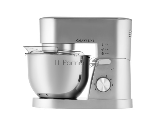Миксер Galaxy Line GL 2237, серебристый, планетарный, 1600 Вт, 6 скоростей, импульсный режим