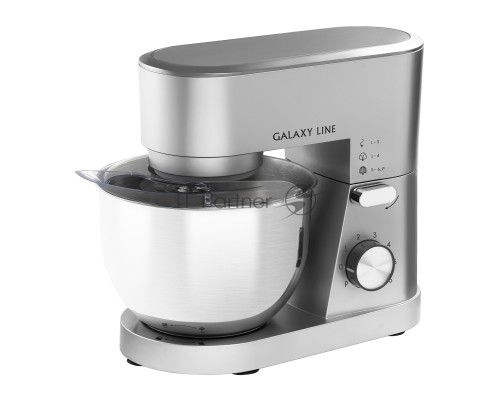 Миксер Galaxy Line GL 2237, серебристый, планетарный, 1600 Вт, 6 скоростей, импульсный режим