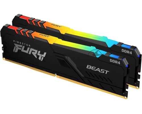 Оперативная память Kingston DDR4 2x16GB 3200MHz KF432C16BB2AK2/32 Fury Beast RGB RTL Gaming PC4-25600 CL16 DIMM 288-pin 1.35В kit single rank с радиатором Ret