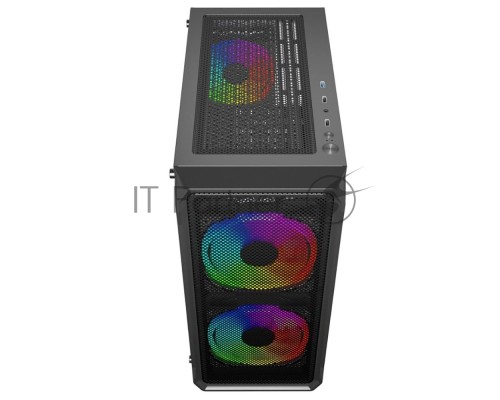 Корпус компьютерный Powercase Mistral Edge SE, Tempered Glass, 2x 140mm ARGB PWM+1x 120mm ARGB PWM, чёрный, ATX  (CMSEB-A3)