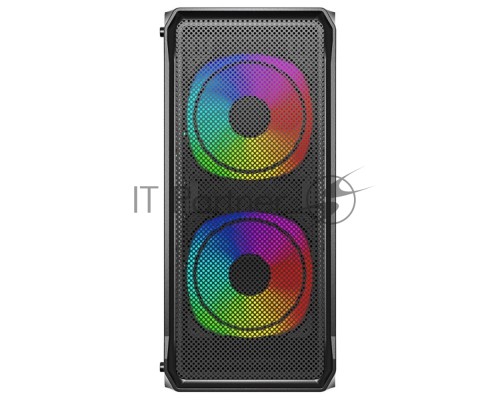 Корпус компьютерный Powercase Mistral Edge SE, Tempered Glass, 2x 140mm ARGB PWM+1x 120mm ARGB PWM, чёрный, ATX  (CMSEB-A3)