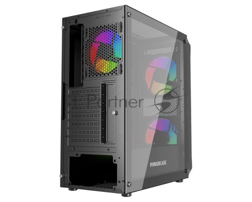Корпус компьютерный Powercase Mistral Edge SE, Tempered Glass, 2x 140mm ARGB PWM+1x 120mm ARGB PWM, чёрный, ATX  (CMSEB-A3)