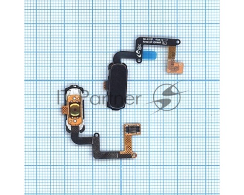 Кнопка HOME в сборе с механизмом и шлейфом для Samsung A320, черная