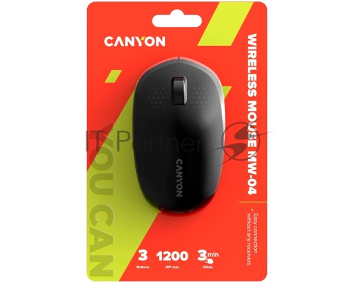 Мышь беспроводная Canyon MW-04 черный, 1200 dpi, Bluetooth, кнопки - 3