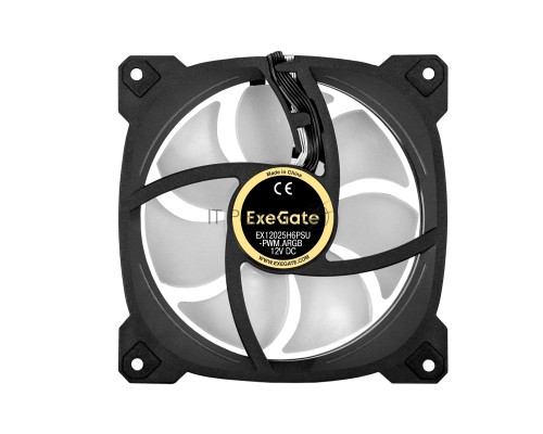Вентилятор 12В DC с подсветкой ExeGate EX12025H6PSU-PWM.ARGB (120x120x25 мм, Hydraulic bearing (гидродинамический), 6pin, 1200RPM, ARGB подсветка, 33dBA)