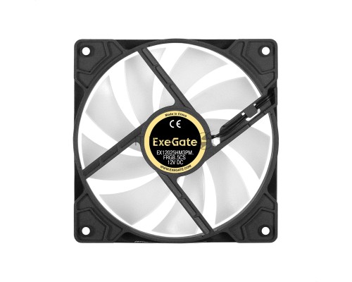 Вентилятор 12В DC с подсветкой ExeGate EX12025HM3PM.FRGB.5CS (120x120x25 мм, Hydraulic bearing (гидродинамический), 3pin+Molex, FRGB подсветка, 24dBA)