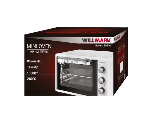 Мини-печь Willmark WOF-405W (40л,эмал.внутр.поверх,лампа,таймер, бел., 1500Вт)
